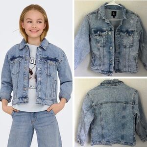 Art Class Blue Denim Jacket with holes for kids ages 7/8